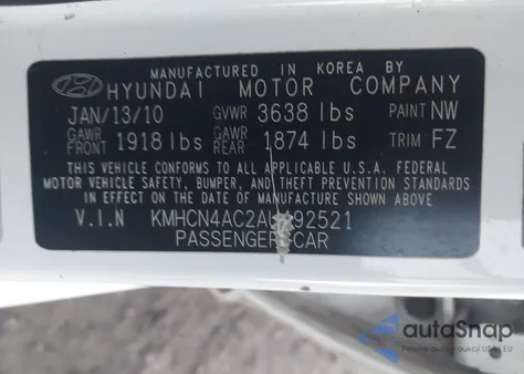 2010 Hyundai Accent Gls из США, поврежденный, VIN KMHCN4AC2AU492521